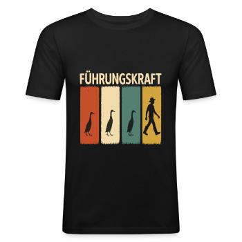 Führungskraft Laufente Laufentenzucht Entenzucht - Männer Slim Fit T-Shirt - Schwarz - Vorne - Nik (191cm)