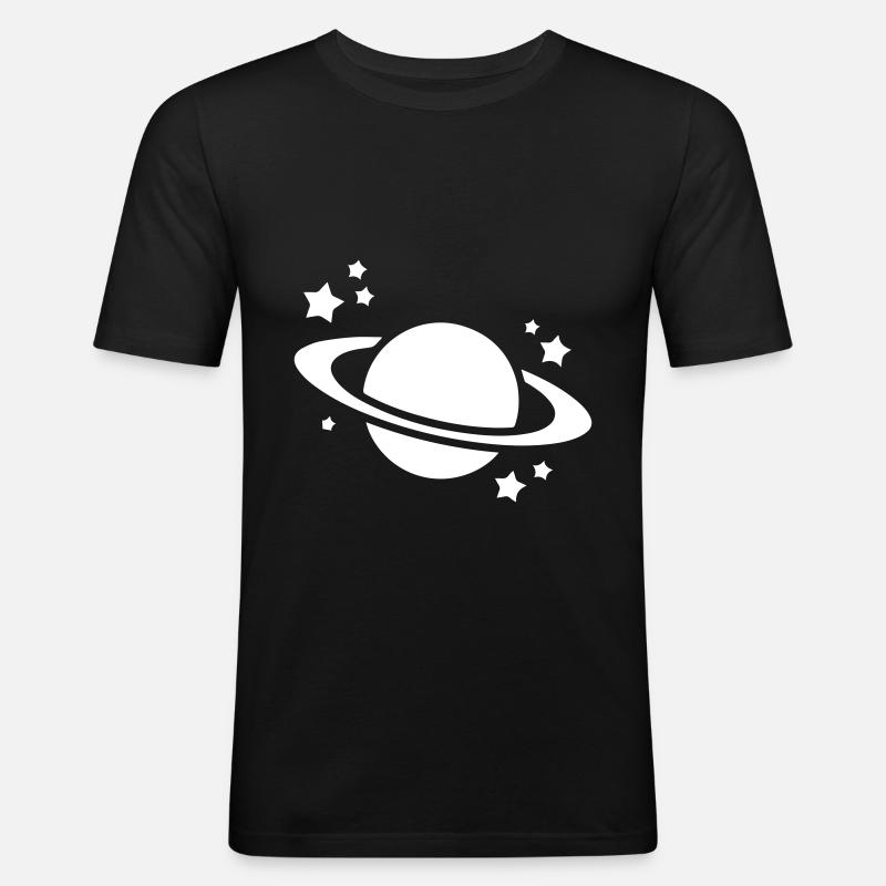 Saturn Icon symbol - Männer Slim Fit T-Shirt - Schwarz