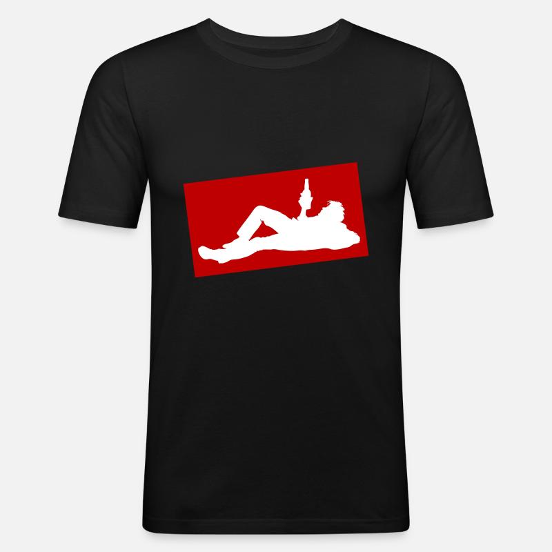 Drinking Bier Silhouette - Männer Slim Fit T-Shirt - Schwarz