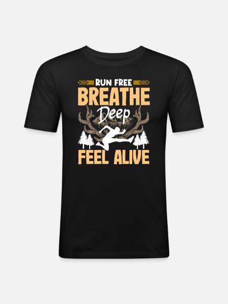 Run free feel alive - Men's Slim Fit T-Shirt - black