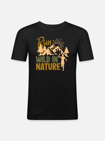 Run in nature - Männer Slim Fit T-Shirt - Schwarz