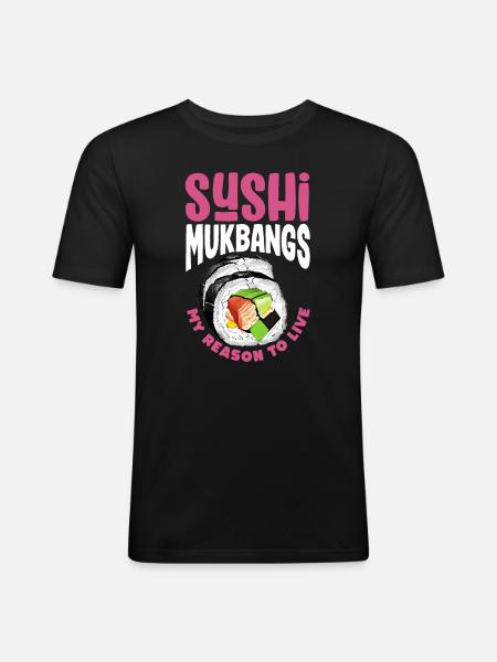Mukbang and Sushi - Men's Slim Fit T-Shirt - black