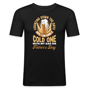 Compte à rebours des jours de la fête des pères - T-shirt près du corps Homme - noir - Devant - Nik (191cm)
