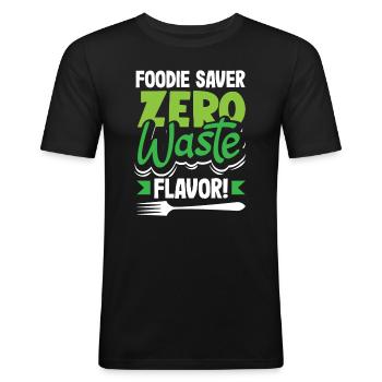Foodie Saver, saveur zéro déchet! Conscient - T-shirt près du corps Homme - noir - Devant - Nik (191cm)