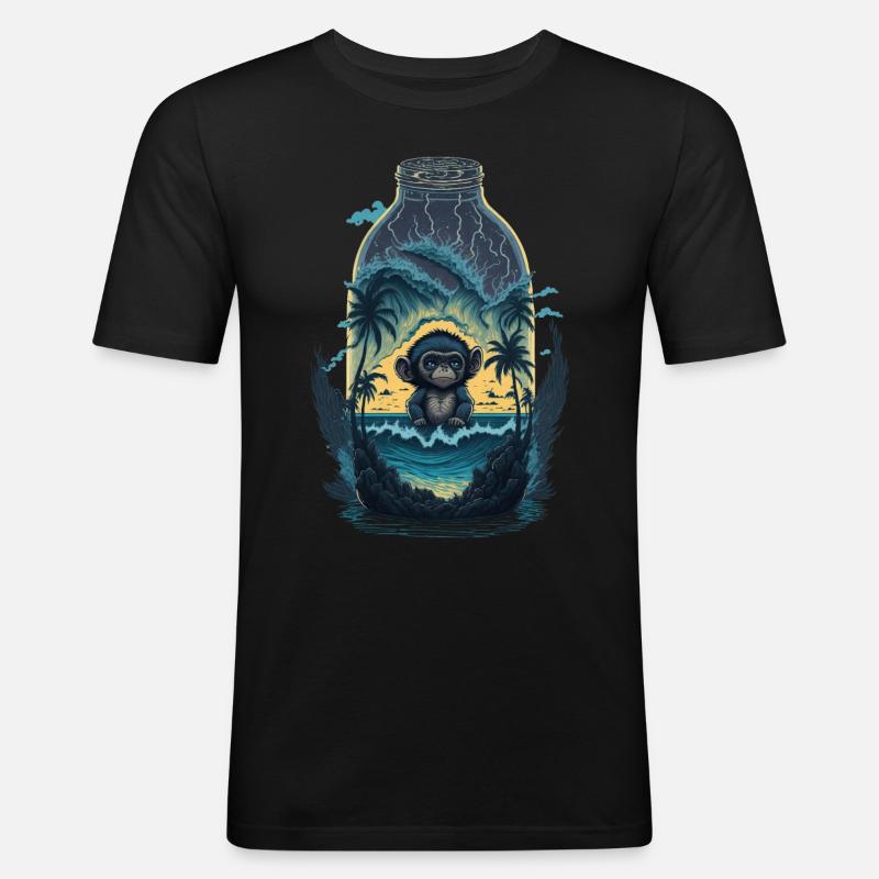 Affe - Männer Slim Fit T-Shirt - Schwarz