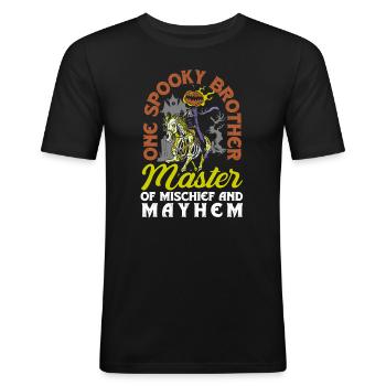 Un costume d’Halloween rétro effrayant de frère - T-shirt près du corps Homme - noir - Devant - Nik (191cm)