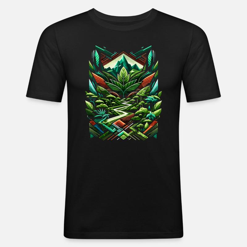 Abstract Ayahuasca Rainforest - Männer Slim Fit T-Shirt - Schwarz