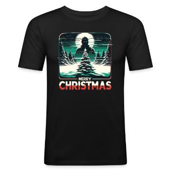 Merry Christmas Festive Slasher Candy Cane Menace - Men's Slim Fit T-Shirt - black - Front - Nik (191cm)