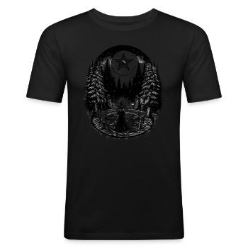 Witch's Winter Solstice Yule Celebration - Men's Slim Fit T-Shirt - black - Front - Nik (191cm)
