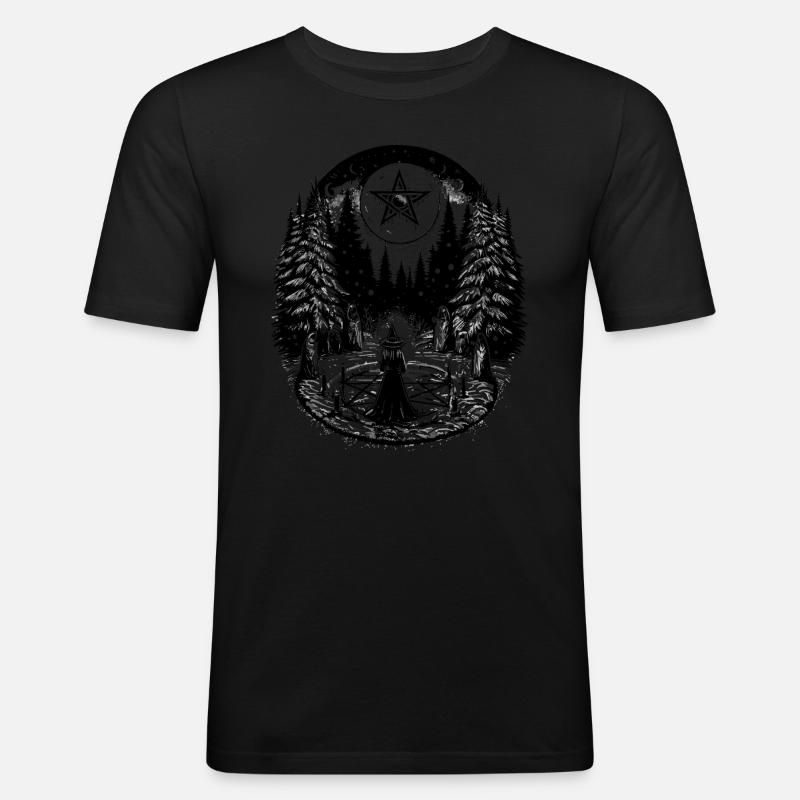 Witch's Winter Solstice Yule Celebration - Männer Slim Fit T-Shirt - Schwarz