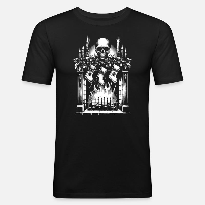 Gothic Fireplace - Männer Slim Fit T-Shirt - Schwarz