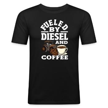 Alimenté par un tracteur diesel et à café - T-shirt près du corps Homme - noir - Devant - Nik (191cm)