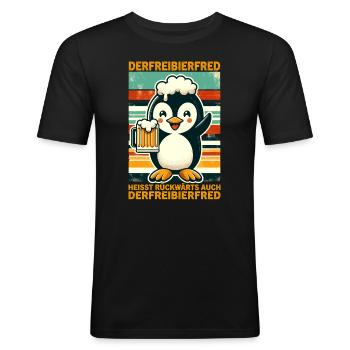 The free beer Fred is called backwards, also the - Men's Slim Fit T-Shirt - black - Front - Nik (191cm)