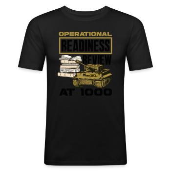 Embrace the Mission Military Time Adventure Call - Männer Slim Fit T-Shirt - Schwarz - Vorne - Nik (191cm)