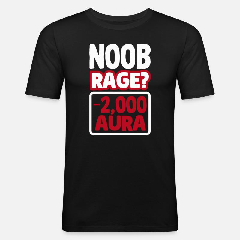 Noob Rage? -2000 aura - Männer Slim Fit T-Shirt - Schwarz