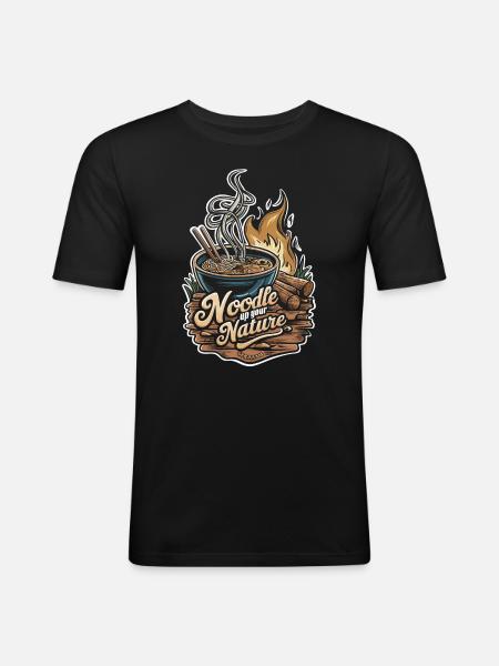 Camping Ramen Lovers - Männer Slim Fit T-Shirt - Schwarz
