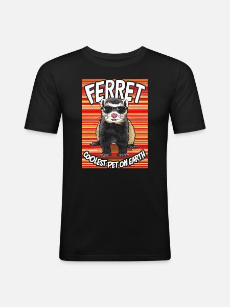 Ferret Coolest Pet On Earth Retro Sunglasses - Men's Slim Fit T-Shirt - black
