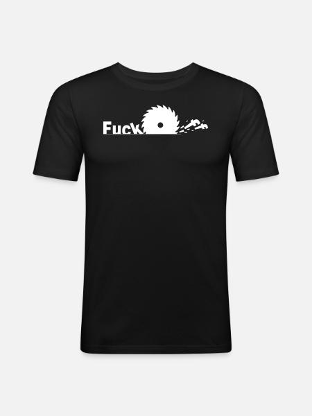 Fuck Off - Männer Slim Fit T-Shirt - Schwarz