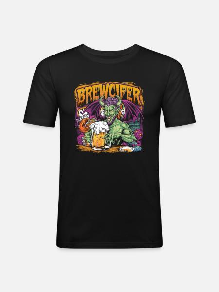Brewcifer Devil Beer Lover Halloween - Men's Slim Fit T-Shirt - black