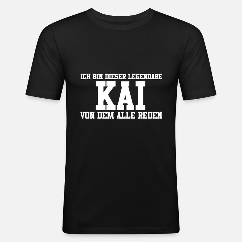 Kai Name Design - Männer Slim Fit T-Shirt - Schwarz