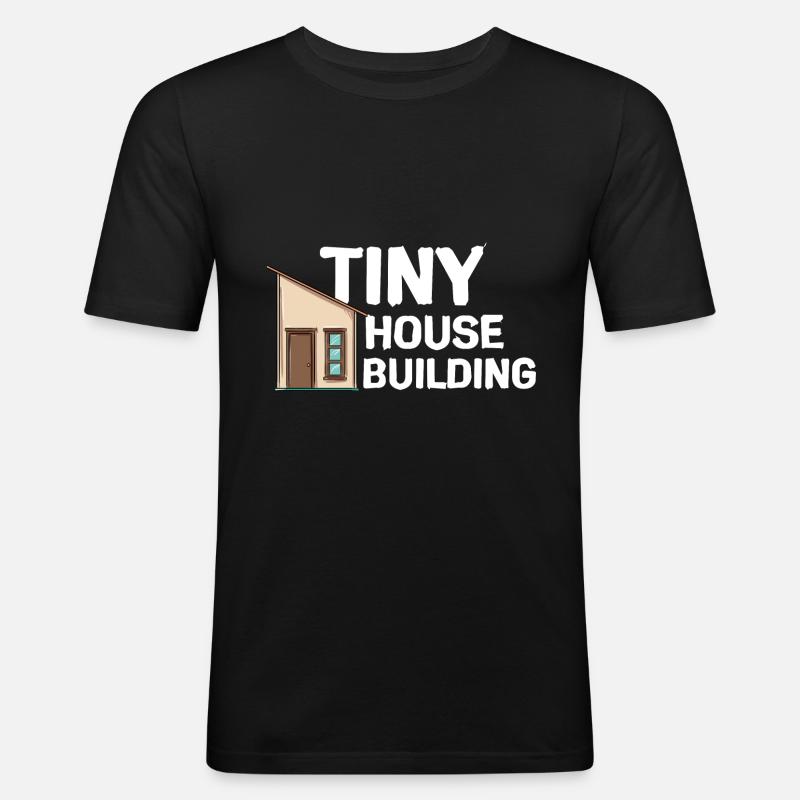 Tiny House - Männer Slim Fit T-Shirt - Schwarz