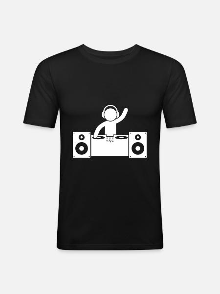 dj turntables - Men's Slim Fit T-Shirt - black