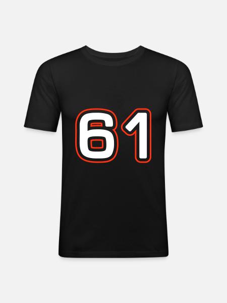 61 Zahl Symbol - Männer Slim Fit T-Shirt - Schwarz