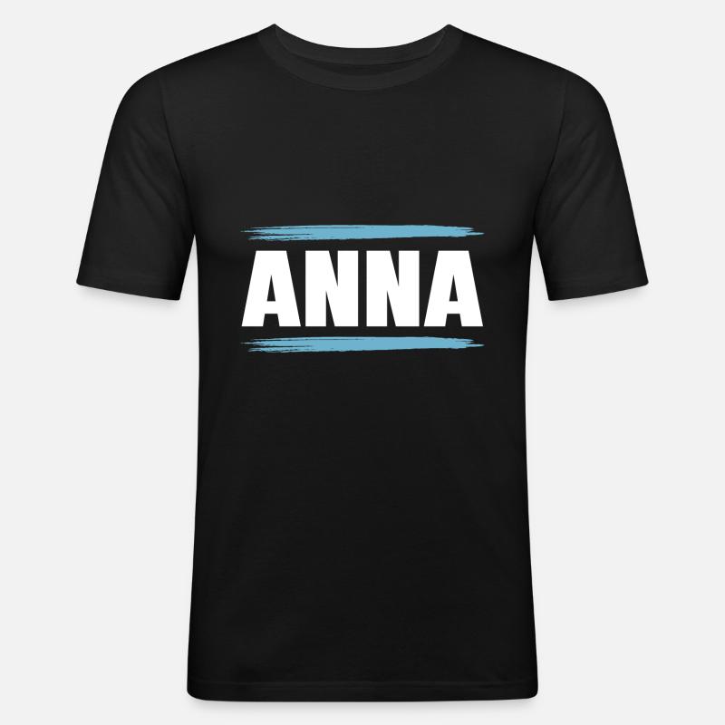 Anna - Männer Slim Fit T-Shirt - Schwarz