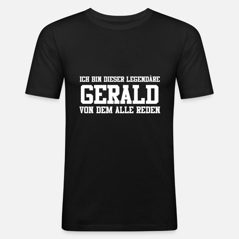 Gerald Name Design - Männer Slim Fit T-Shirt - Schwarz