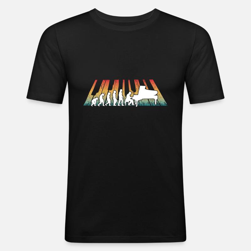 Evolution Piano Muzyk Keyboard Orchestra - Obcisła koszulka męska - czarny