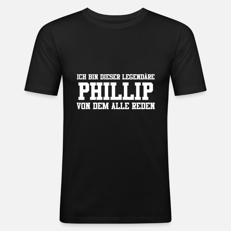 Phillip Name Design - Männer Slim Fit T-Shirt - Schwarz