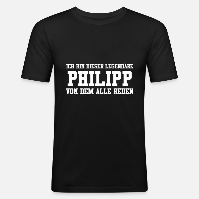 Philipp Name Design - Männer Slim Fit T-Shirt - Schwarz