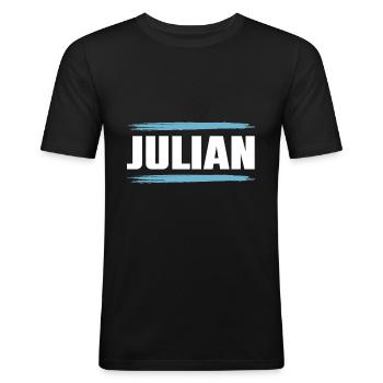 Julian - Männer Slim Fit T-Shirt - Schwarz - Vorne - Nik (191cm)