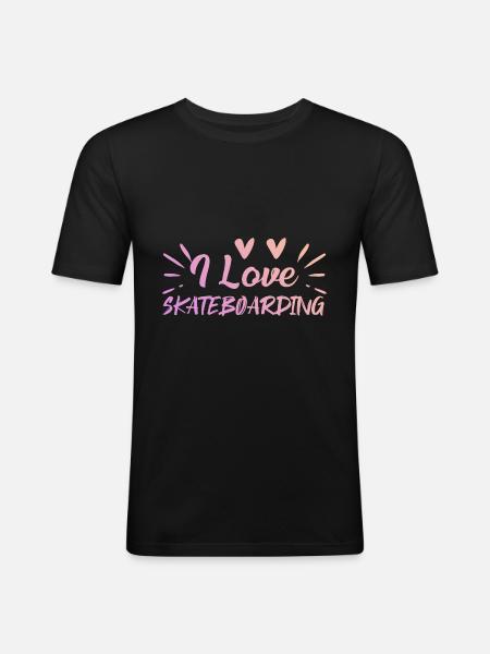 J’adore le skateboard - T-shirt près du corps Homme - noir
