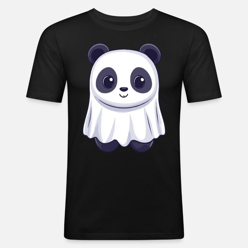 Panda Halloween Comic Ghost - Men's Slim Fit T-Shirt - black