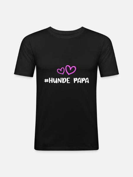 Hunde Papa Herz - Männer Slim Fit T-Shirt - Schwarz