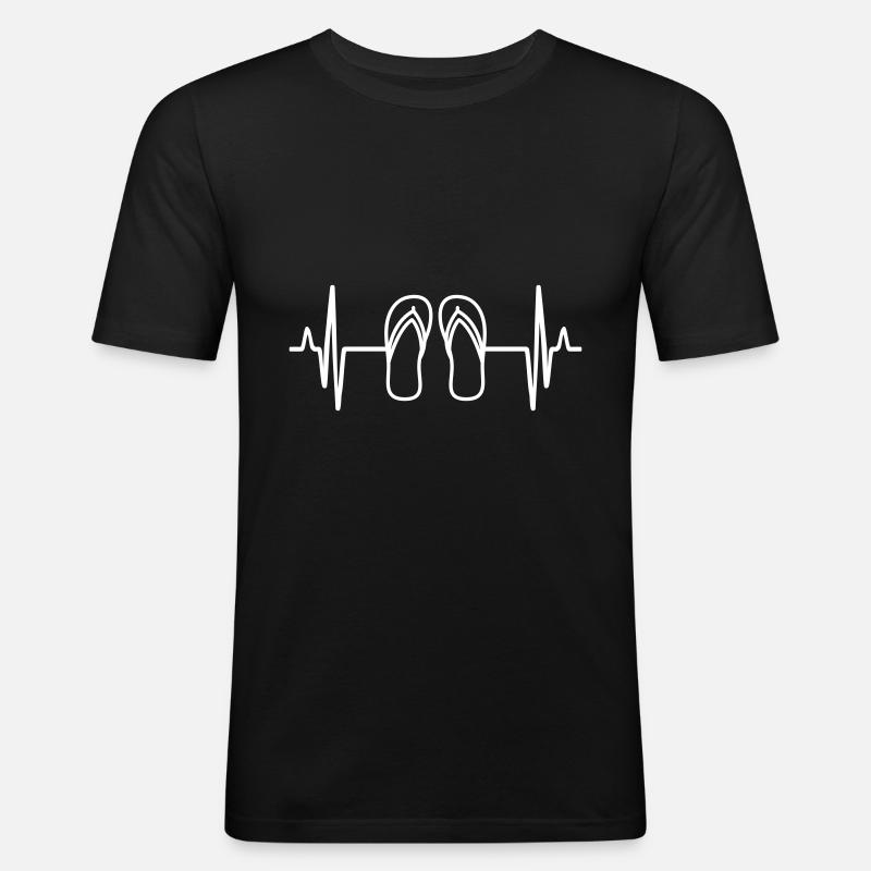 Badelatschen Puls - Männer Slim Fit T-Shirt - Schwarz