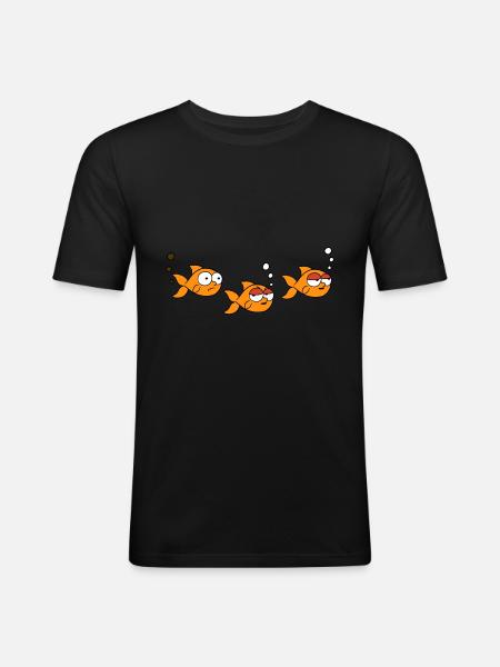 3 Poisson - T-shirt près du corps Homme - noir