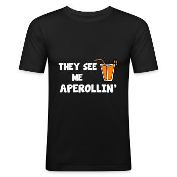 Italienischer Likör Spruch - Männer Slim Fit T-Shirt - Schwarz - Vorne - Nik (191cm)