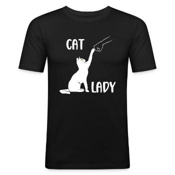 Cat Lady - Cat Fist Bump - Men's Slim Fit T-Shirt - black - Front - Nik (191cm)