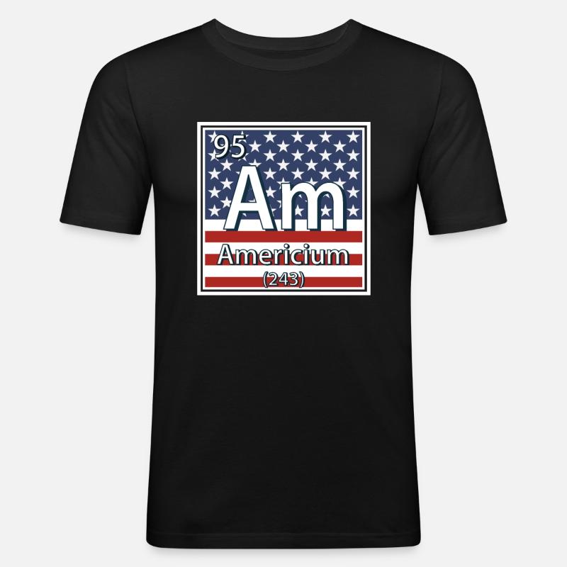 Periodensystem des Americium-Elements - Männer Slim Fit T-Shirt - Schwarz