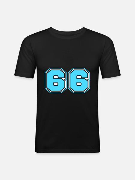 66 Numéro de numéro - T-shirt près du corps Homme - noir