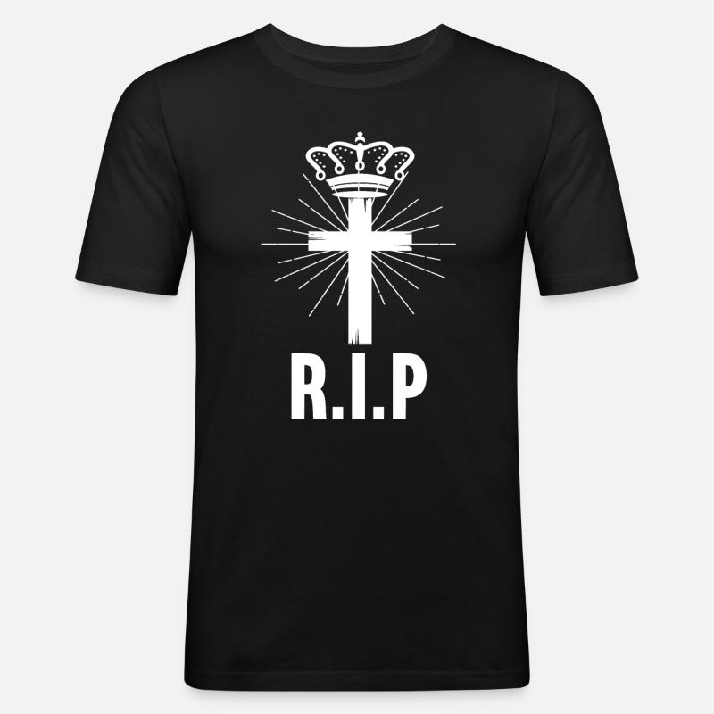 RIP Queen - Männer Slim Fit T-Shirt - Schwarz