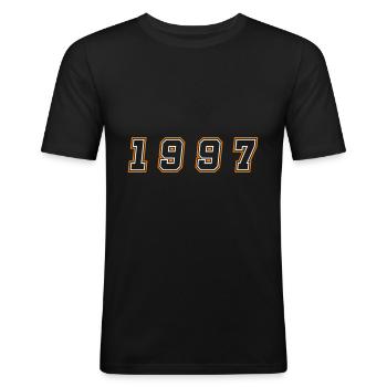 1997 Jahr Zahl - Männer Slim Fit T-Shirt - Schwarz - Vorne - Nik (191cm)