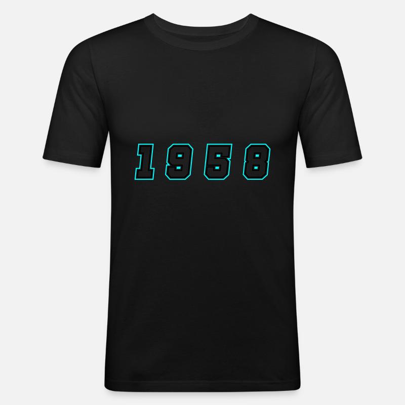 1958 Jahr Zahl - Männer Slim Fit T-Shirt - Schwarz