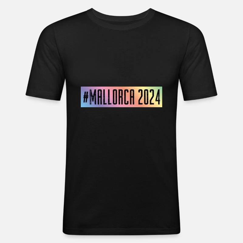 Mallorca 2024 Bunt - Männer Slim Fit T-Shirt - Schwarz