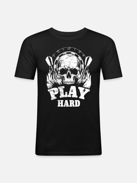 Dart Skull - Play Hard - Men's Slim Fit T-Shirt - black