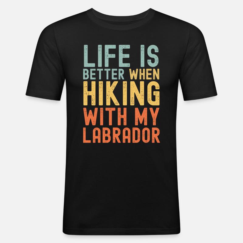 Labrador Wanderhund retro - Männer Slim Fit T-Shirt - Schwarz
