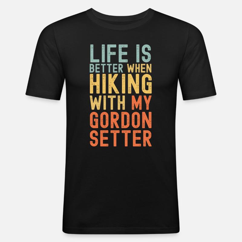 Gordon-Setter Wanderhund retro - Männer Slim Fit T-Shirt - Schwarz