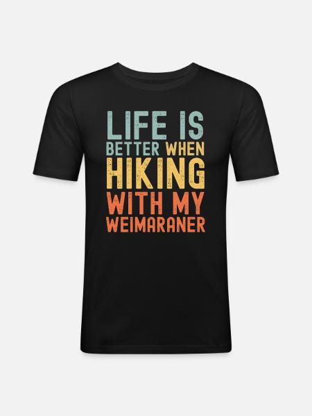 Weimaraner Wanderhund retro - Männer Slim Fit T-Shirt - Schwarz